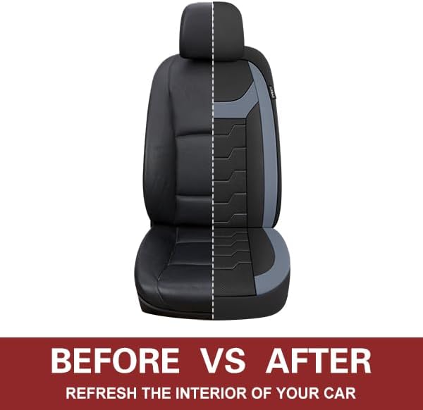 CAROMOP Breathable Car Seat Cover 2 Front Seats, 3D Air Mesh Cloth Seat Covers for Cars, Universal Fit Automotive Car Interior Covers for SUV Vans Sedans Trucks(Black/Gray)