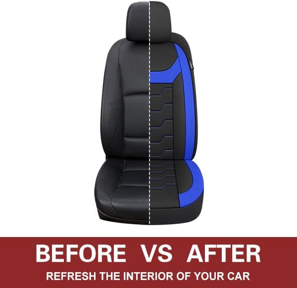 CAROMOP Breathable Car Seat Cover 2 Front Seats, 3D Air Mesh Cloth Seat Covers for Cars, Universal Fit Automotive Car Interior Covers for SUV Vans Sedans Trucks (Black/Blue)