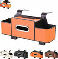 Car Organizers and Storage Box Multifunctional, Car Seat Back Organizer, 4 In 1 Universal Car Storage Box With Hanging Tissue Holder, Cup Holders & Hooks for Purses to Travel Accessories (Orange)