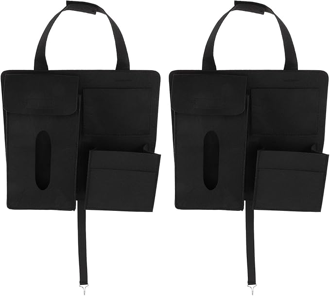Veemoon Felt Car Seat Back Organizer 2pcs with Hanging Storage Bags, Backseat Storage Pockets for Auto Seats, Sturdy Car Organizer Backseat for Travel and Daily Use