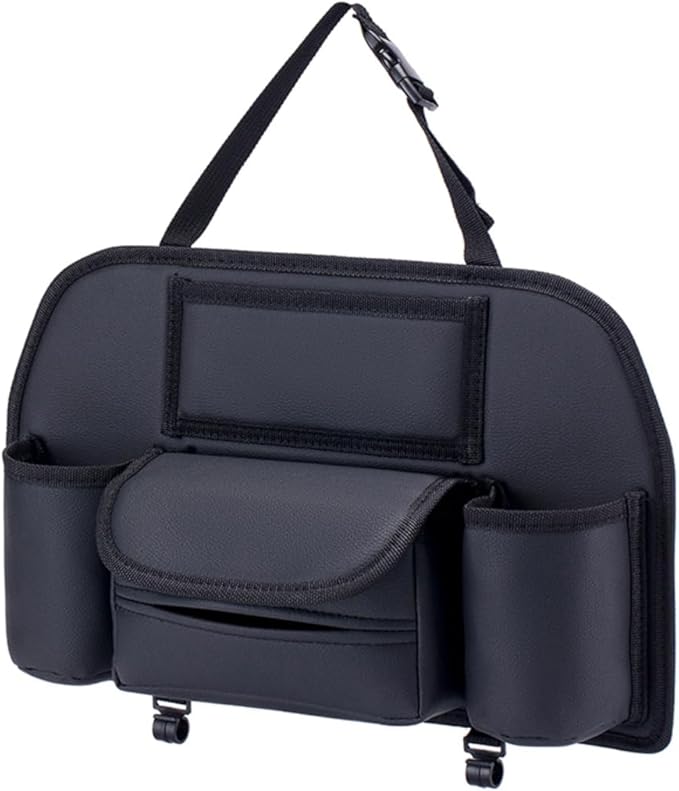 Generic Car Back Seat Organizer Hanging Car Storage Bag Automotive Seat Back Organizers Leather Car Storage Pocket with Tissue Holder