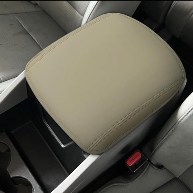 DEYTOP Center Console Cover for Honda Pilot 2009-2015 Armrest Cover for Honda Pilot 2009 2015 Accessories Anti-Scratch Leather Armrest Pad Protector (Beige, Style 1)