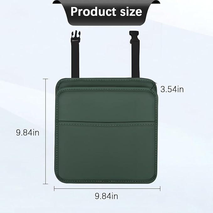 Car Seat Back Organizer, Leather Multipurpose Hanging Vehicle Backseat Headrest Storage Bag, Automotive Pouch Pocket Organizer for Kids & Adults, Universal for Truck SUV Sedan (Green)