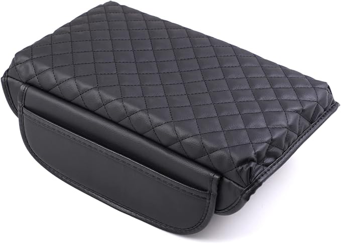 Leather Center Console Lid Cover,Seat Armrest Pad，Armrest Arm Rest Cushion,Center Console Armrest Cover for Tesla Model 3/Y (with Side Pockets)