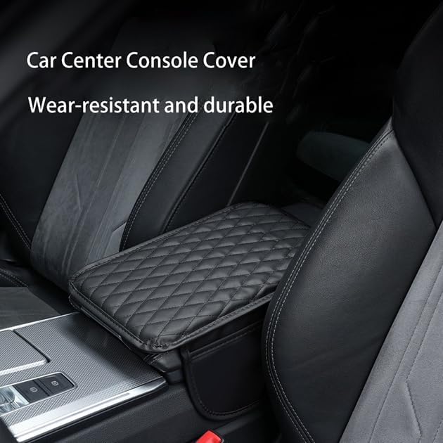Car Armrest Cover for Toyota Cressida 1977–1992, Center Console Pad, Leather Armrest Box Protector, Waterproof Anti-Scratch Console Lid Cushion,Comfort Interior Accessories,A-Black