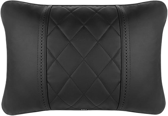 Luxury NAPPA Headrest Compatible For Mercedes Maybach S-Class Leather Lumbar Pillows Car Neck Travel Seat Cushion Support Car Accessories(Carbon Fiber)