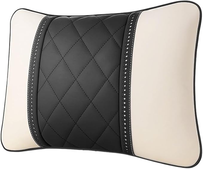 Luxury NAPPA Headrest Compatible For Mercedes Maybach S-Class Leather Lumbar Pillows Car Neck Travel Seat Cushion Support Car Accessories(Beige red)