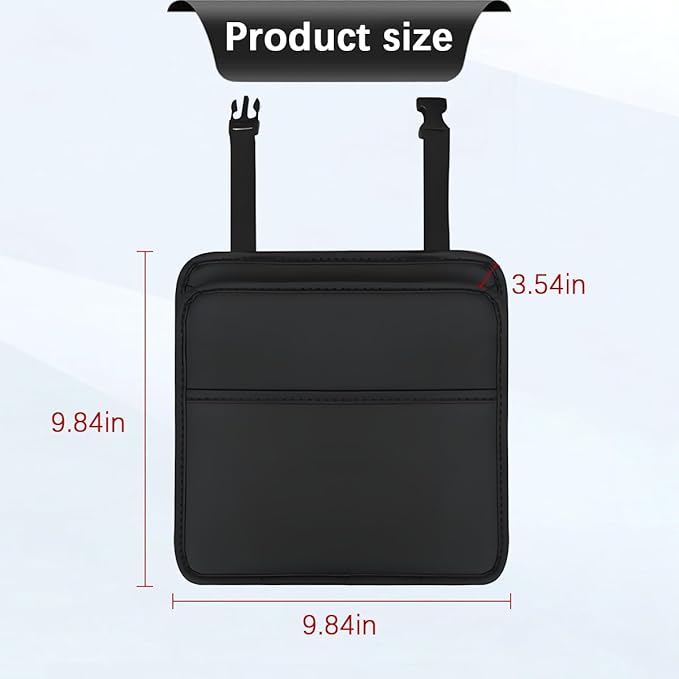Car Seat Back Organizer, Leather Multipurpose Hanging Vehicle Backseat Headrest Storage Bag, Automotive Pouch Pocket Organizer for Kids & Adults, Universal for Truck SUV Sedan (Black)