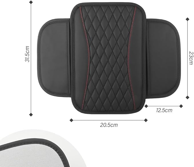 Car Center Console Cover for Jeep Wrangler 1986–2025 2026 YJ/TJ/JK/JL,Leather Armrest Pad with Side Storage Pockets,Waterproof Console Lid Protector,Auto Interior Accessories,Black
