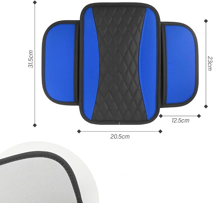 Car Center Console Cover for Jeep Wrangler 1986–2025 2026 YJ/TJ/JK/JL,Leather Armrest Pad with Side Storage Pockets,Waterproof Console Lid Protector,Auto Interior Accessories,Blue