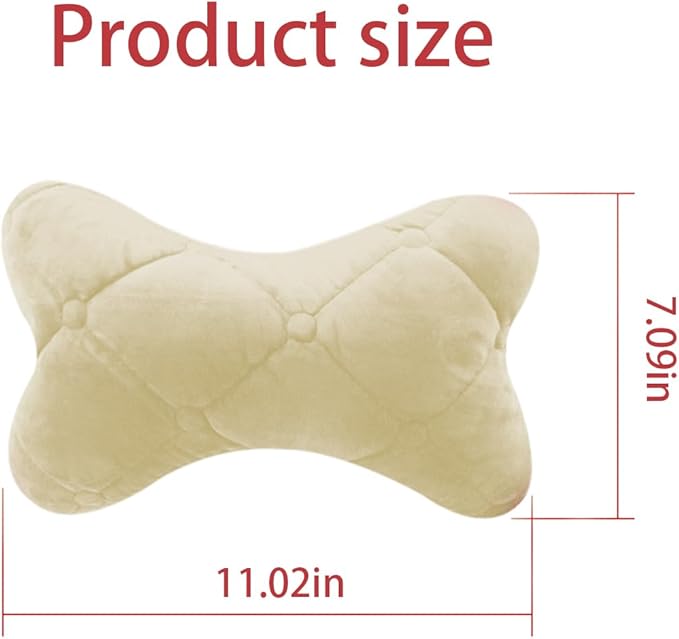 2PCS Car Headrest Pillow, Soft Comfortable Vehicle Neck Pillow Cushion, Automotive Interior Head Rest Pad Accessories for Driving Fatigue Relief, Universal for SUV, Sedan, Truck (Beige)