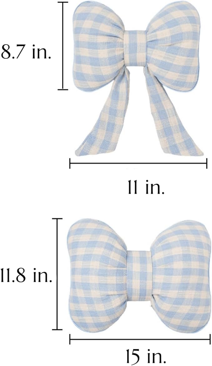 Car Accessories Plaid Bow Headrest Lumbar Pillow 4PCs Set Cotton Linen Elegant Soft Car Seat Cushions for Daily Commuting Trave (Black Plaid,Headrest 2pcs)