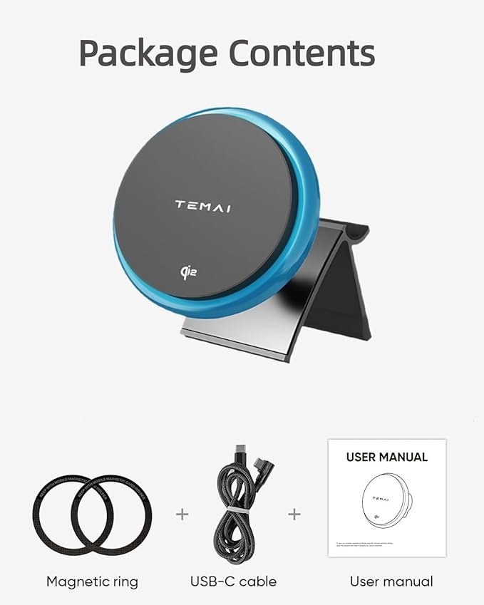 for Tesla Phone Mount Model Y Juniper 2025, Wireless Charger Strong Magnetic Phone Holder for All 4-6.9'' Smartphones, 360° Dock Base Airvent Adjustable, Anti-Slip Mount