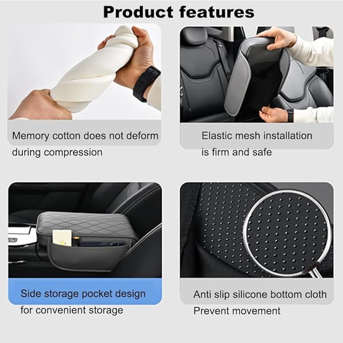 Center Console Armrest Cover Compatible with Kia K5 2021-2025 Leather Car Armrest Cushion Pad Protector Black Interior Accessories,Black