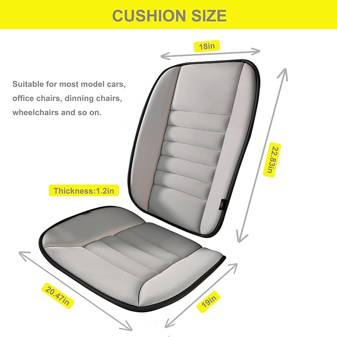 Car Seat Cushion with Lumbar Support Pillow, Memory Foam Design for Pain Relief and Enhanced Comfort, Ergonomic Support for Long Sitting