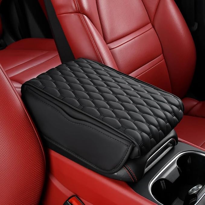 for Subaru Forester SG 2.Gen 2002 2003 2004 2005 2006 2007 2008 Car Center Console Cover, Leather Memory Foam Protection Pad, Hand Rest Pillow with Height Increase, Interior Accessory,Black