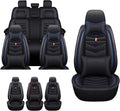 MVRVMV Luxury Car Seat Covers for Honda Pilot 2010-2026, Wear-Resistant Front and Rear Seat Cover with 2* Neck Pillow and 2* Lumbar Support (8 Seat Luxury, Black-Blue