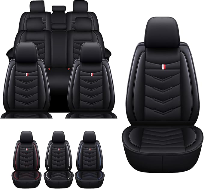 MVRVMV 8 Seat Covers for Honda Pilot 2010-2026, Waterproof Anti-Slip Car Seat Cover Compatible with Airbags (8 Seat Standard, Black)