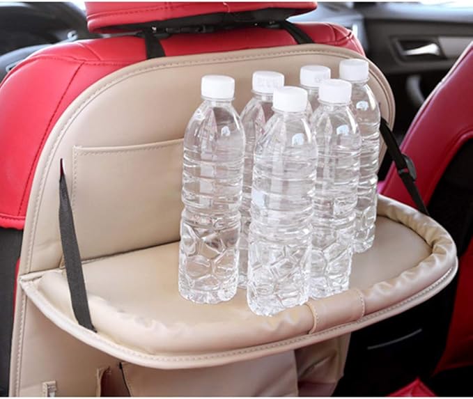 Car Seat Back Organizer PU Leather Storage Bag Universal Auto Multi-pocket Backseat Organizer with Foldable Table Tray