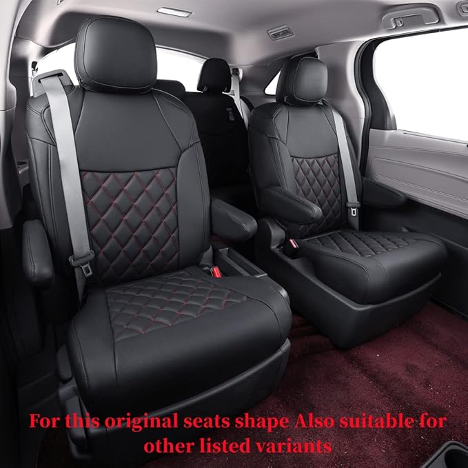 coverdream Highlander Seat Covers Full Set for 2020-2025 2026 Toyota Highlander SUV Seat Cushion,2nd Row Captain Chair,Fully Covered,Luxury Waterproof Leather Car Seat Protector (Black & Diamond)