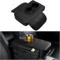 BESULEN Car Center Console Cover, Leather Thick Vehicle Armrest Protector Cushion with Cup Holder & 2 Storage Bags, Automotive Interior Arm Rest Seat Box Pad Accessories, Universal Fit (Black)
