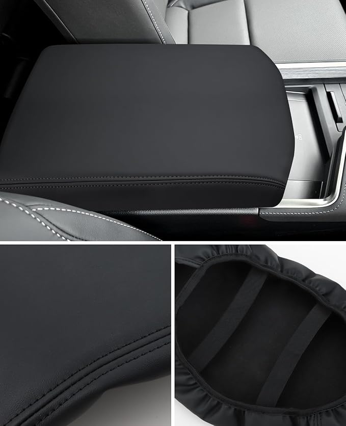 INTGET for 2024 2025 2026 Lexus GX 550 Center Console Cover Leather with Thin Pad Center Arm Rest Cover Middle Console Protector for Lexus GX 550 Accessories 2024 2025 2026 (Black Stitches)