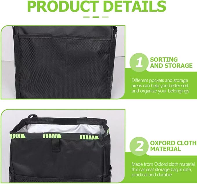 Unomor Waterproof Car Seat Back Organizer Large Capacity Multi-Functional Storage Hanging Bag with Trash Can for Backseat Car Storage and Travel Use