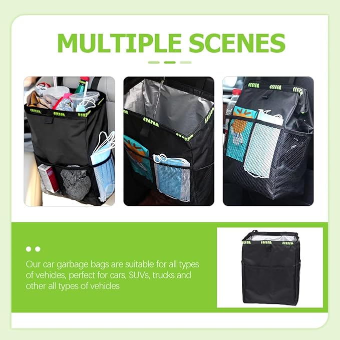 Car Seat Back Organizer Waterproof Large Capacity Hanging Storage Bag Multipurpose Car Trash Can for Backseat Travel Automotive Storage Organizer