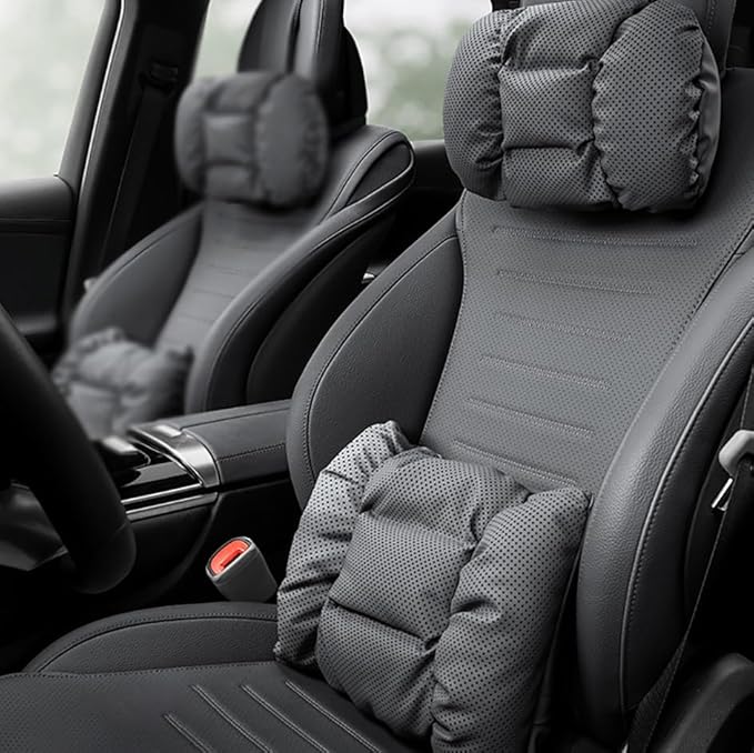 Neck Pillow Automotive Seat Cushions for Mercedes Benz GLS/AMG X167 X166 SUV 2015-2025, Relieving Neck Stiffness Sciatica Relief Car Headrest Lumbar Pillow,Black