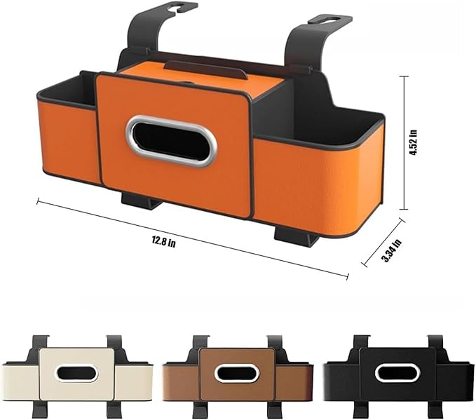 Geshus Backseat Organizers Hanging Storage, Car Seat Back Organizer With Tissue Holder, For Hold Phone,Drinks,Handbag,Compatible With Most Vehicles (Black)