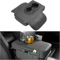 BESULEN Car Center Console Cover, Leather Thick Vehicle Armrest Protector Cushion with Cup Holder & 2 Storage Bags, Automotive Interior Arm Rest Seat Box Pad Accessories, Universal Fit (Gray)