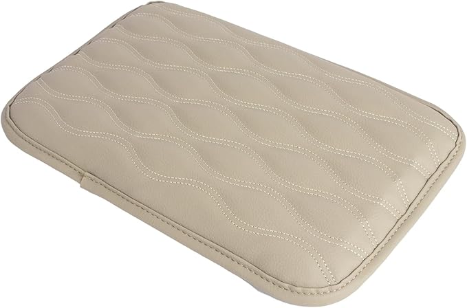 x xotic tech Car Center Console Cushion Pad, Universal Waterproof Leather Armrest Seat Box Cover Protector Auto Interior Accessories for Most Cars, SUV, Truck 7.8" x 12" (Beige)