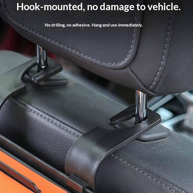 Car Organizers and Storage Box Multifunctional, Car Seat Back Organizer, 4 In 1 Universal Car Storage Box With Hanging Tissue Holder, Cup Holders & Hooks for Purses to Travel Accessories (White)