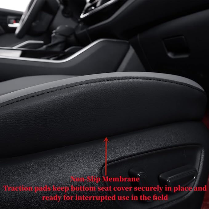 coverdream Grand Highlander Seat Covers for 2024 2025 2026 Toyota Grand Highlander SUV,2nd Row 40/60 Split,Fully Covered,Luxury Leather Car Seat Protector(Full Set,Black/Grey)