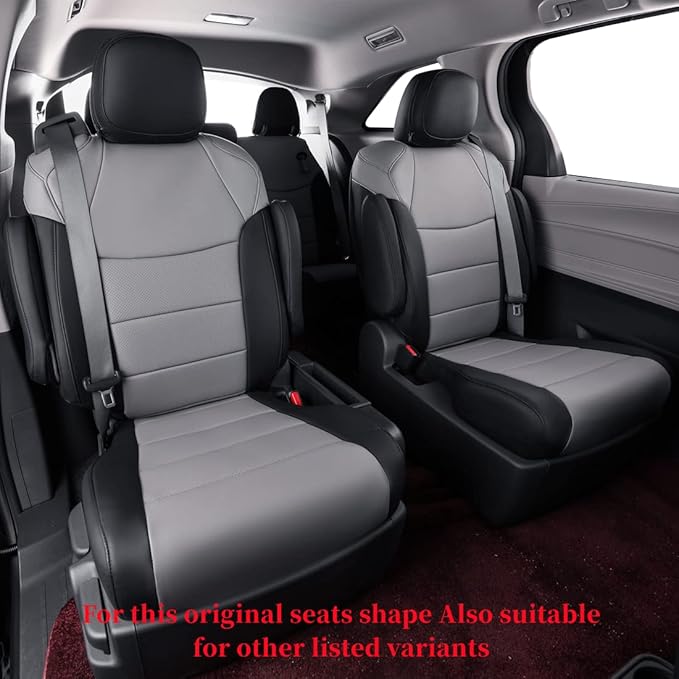 coverdream Custom Seat Covers Compatible with Select Toyota Highlander 2014 2015 2016 2017 2018 2019,Three Row,Second Row Captain Chair - Leatherette (Black/Gray,Full Set)