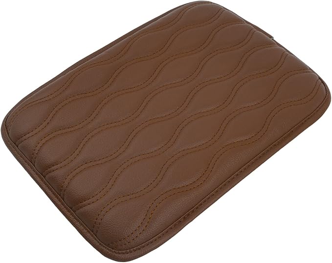 x xotic tech Car Center Console Cushion Pad, Universal Waterproof Leather Armrest Seat Box Cover Protector Auto Interior Accessories for Most Cars, SUV, Truck 7.8" x 12" (Brown)