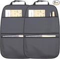 pefirst Kick Mat Back Seat Protector Waterproof Leather Car Seat Back Organizers Cover with 3 Storage Pockets for Kids Pets SUV Sedan Minivan Truck Car Travel Accessories (Black 2-Pack)