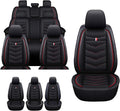 MVRVMV 8 Seat Covers for Honda Pilot 2010-2026, Waterproof Anti-Slip Car Seat Cover Compatible with Airbags (8 Seat Standard, Black-Red
