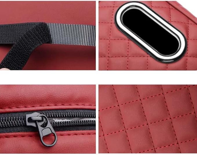 Car Armrest Pads for Hyundai Santa Fe Sport 2013 2014 2015 2016 2017 2018,Leather Center Console Covers Waterproof Anti-Slip Scratch Comfortable Automobile Protective Accessories,Black-Red