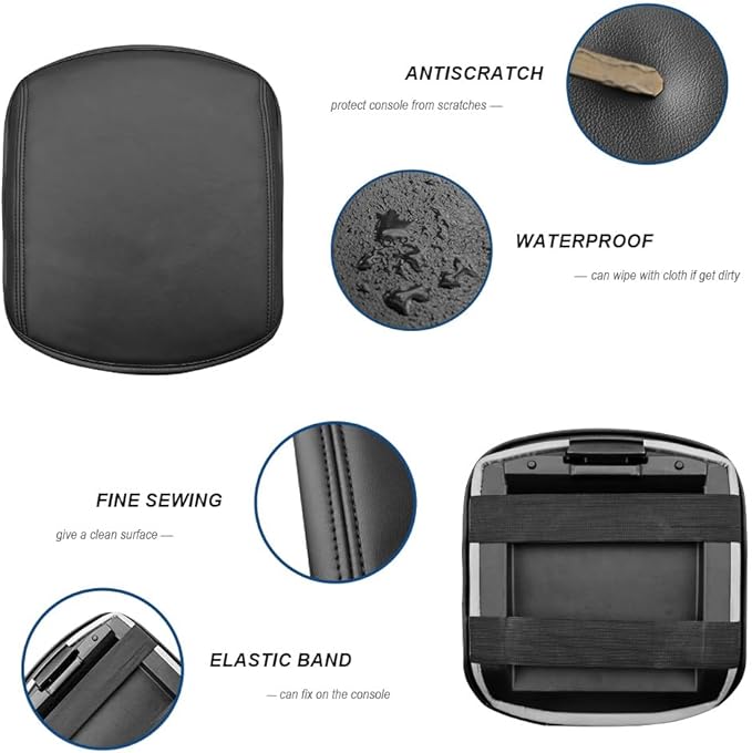 DEYTOP Center Console Cover for Honda Pilot 2009-2015 Armrest Cover for Honda Pilot 2009 2015 Accessories Anti-Scratch Leather Armrest Pad Protector (Black, Style 1)