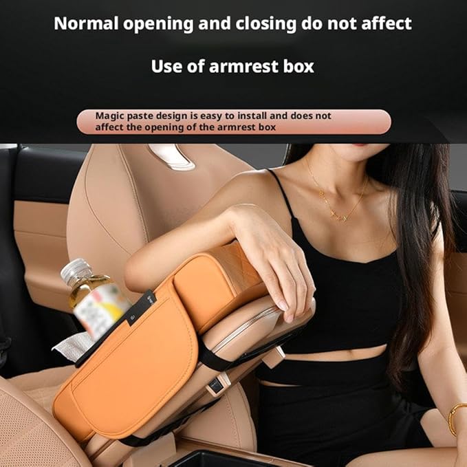 Multifunctional PU Leather Car Armrest Box Mat with Central Elbow,2026 New Universal Car Armrest Cover/Cushion/Organizer,5 in 1 Center Console Pad with Cup Holder,Fit for Most Cars, Suvs, Trucks
