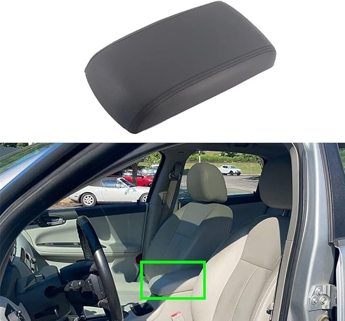 Black Center Console Armrest Cushion Cover Lid Compatible with Chevrolet Impala 2006-2014 Car Armrest Cover, Gray