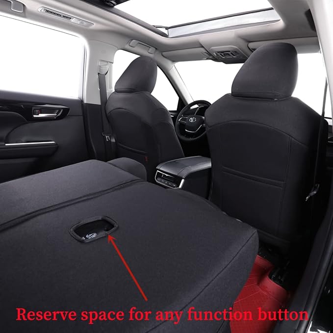 coverdream Custom Seat Covers Compatible with Select Toyota Highlander 2014 2015 2016 2017 2018 2019,Three Row,Second Row Captain Chair (Black,Full Set)