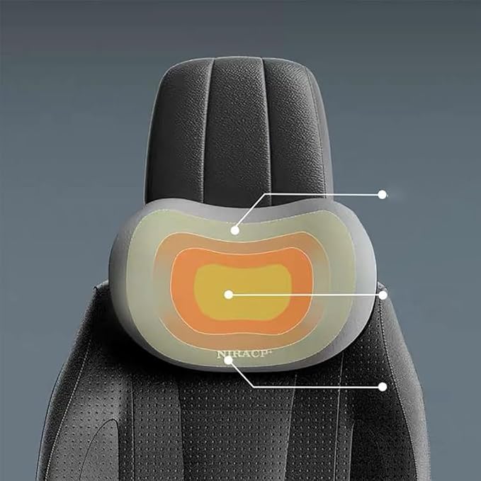 Car Seat Headrest Lumbar Support Kit for Tesla Model Y 2021 2022 2023, Ergonomic Memory Foam Head Neck Pillow Back Cushion Drivers Travel Anti Fatigue,A/Black