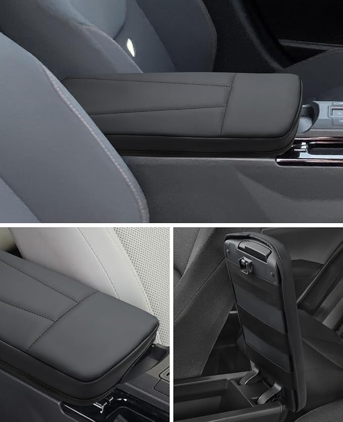 INTGET Center Console Cover for 2026 Toyota Prius Accessories 2023 2024 2025 LE XLE Limited Car Interior Leather Middle Armrest Arm Rest Lid Cushion Pad Protector (2023+, Black Stitches with Pattern)