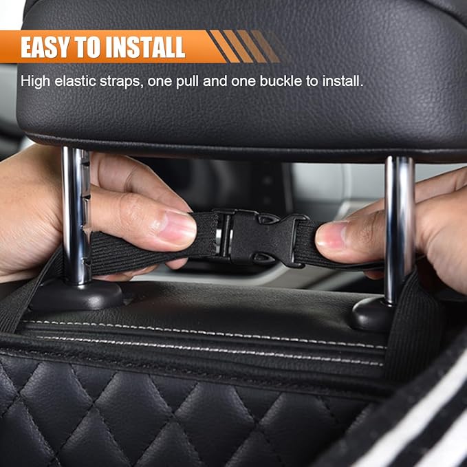 Foldable Car Seat Back Organizer, Large Capacity Hanging Car Backseat Storage Bag with Cup Holders, PU Leather Waterproof Car Trash Bag Can, Car Travel Accessories for Most Vehicles (2)