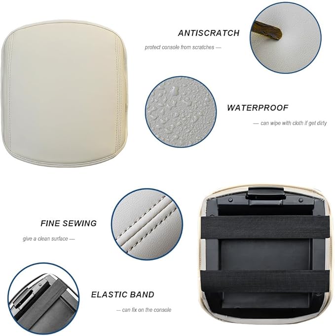 DEYTOP Center Console Cover for Honda Pilot 2009-2015 Armrest Cover for Honda Pilot 2009 2015 Accessories Anti-Scratch Leather Armrest Pad Protector (Beige, Style 1)