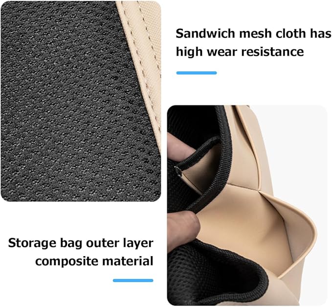 Car Seat Back Organizer, Multipurpose Leather Vehicle Backseat Hanging Bag Holder with Pockets, Large Capacity Automotive Interior Storage Box Accessories, Universal Fit (Black)