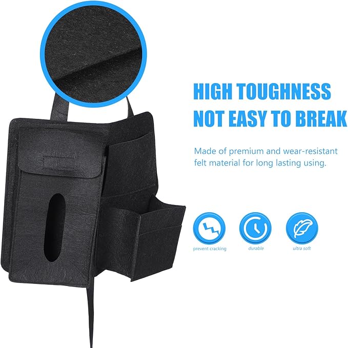 Veemoon Felt Car Seat Back Organizer 2pcs with Hanging Storage Bags, Backseat Storage Pockets for Auto Seats, Sturdy Car Organizer Backseat for Travel and Daily Use