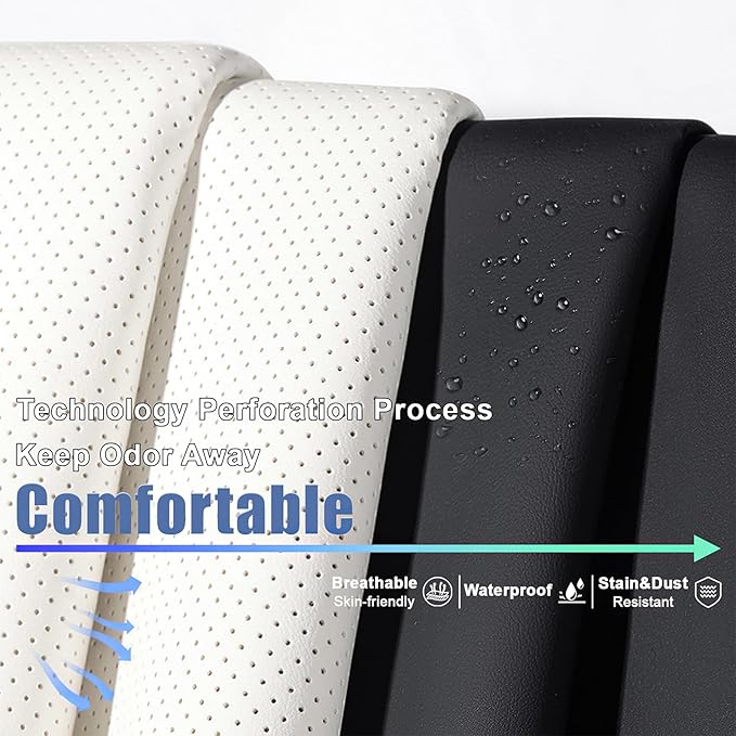 AREKA 2 Car Seat Covers for Honda Civic 2002-2026 Breathable Leather,Waterproof Car Seat Protectors with Comfort Headrest Pillows,Automotive Vehicle Cushion with Storage Pockets (Luxury,Redline)